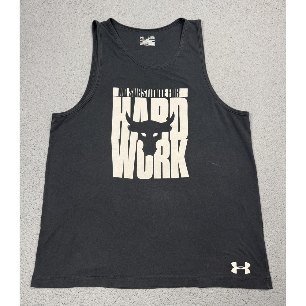Under Armour Project Rock Tank Top Mens XL Black Sleeveless Hard Work Gym